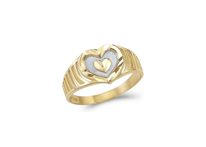 Two Tone Plated Mens Heart Shaped Ring